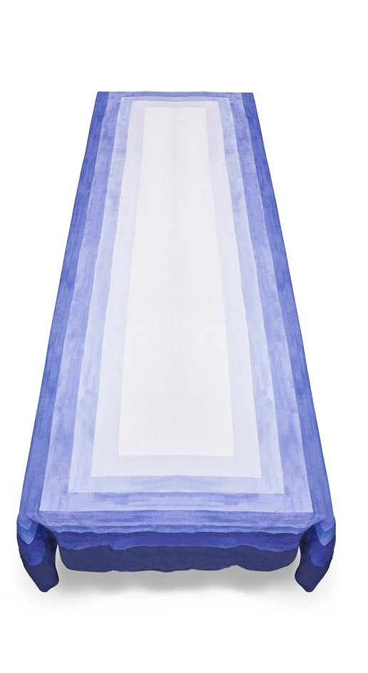 Shades of Blue Linen Tablecloth