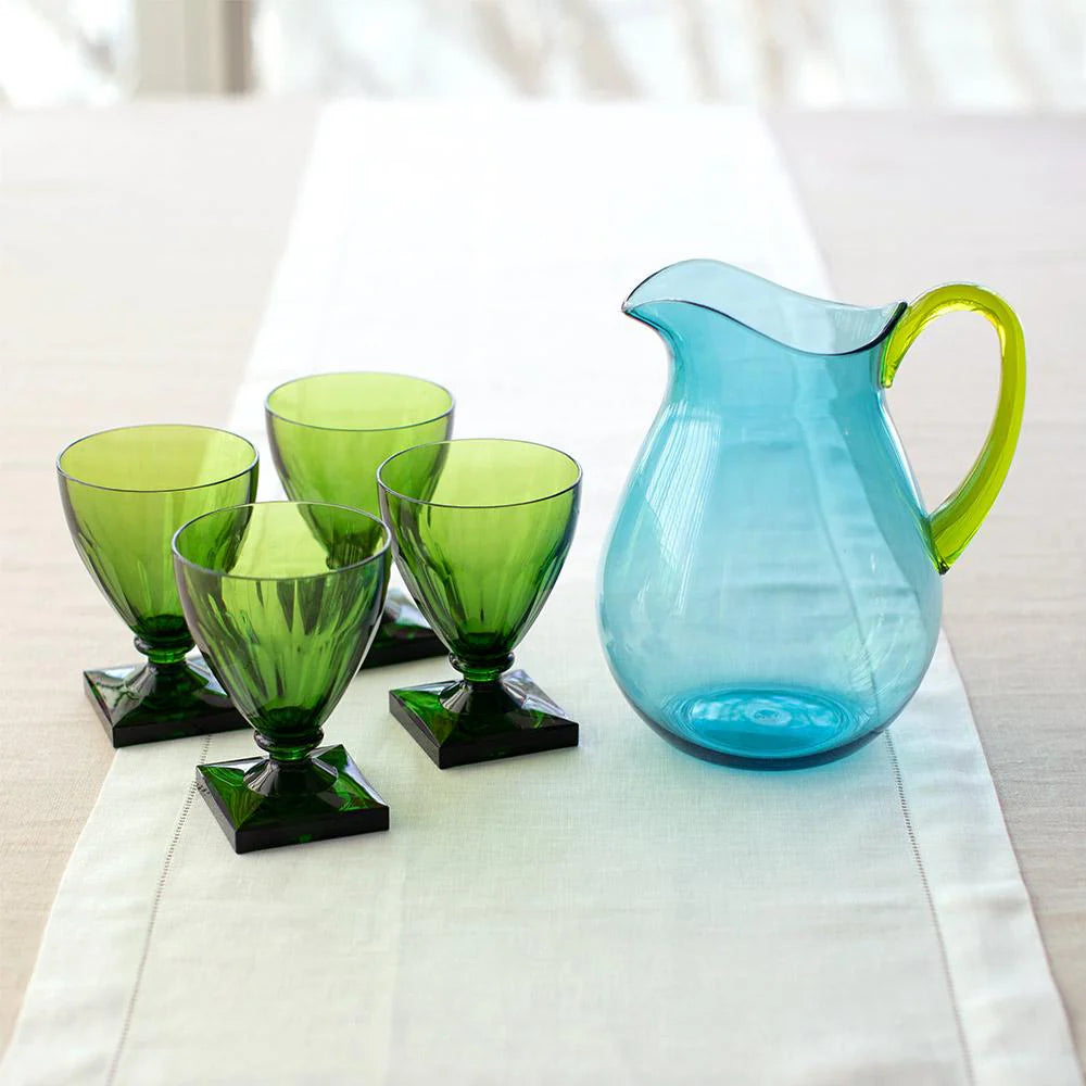 Turquoise Acrylic With Green Handle Acrylic Pitcher - 64 Oz