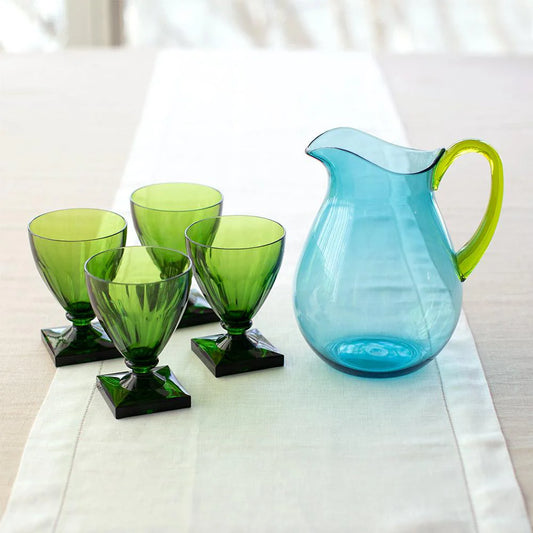 Turquoise Acrylic With Green Handle Acrylic Pitcher - 64 Oz
