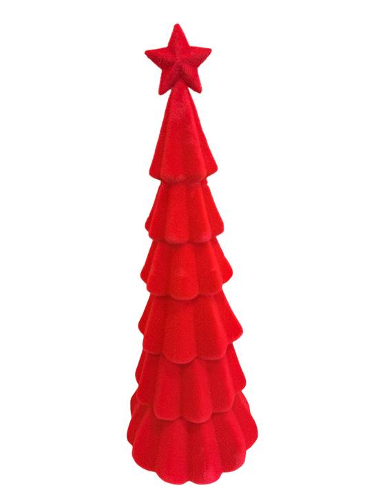 Large Flocked Christmas Tree - Red