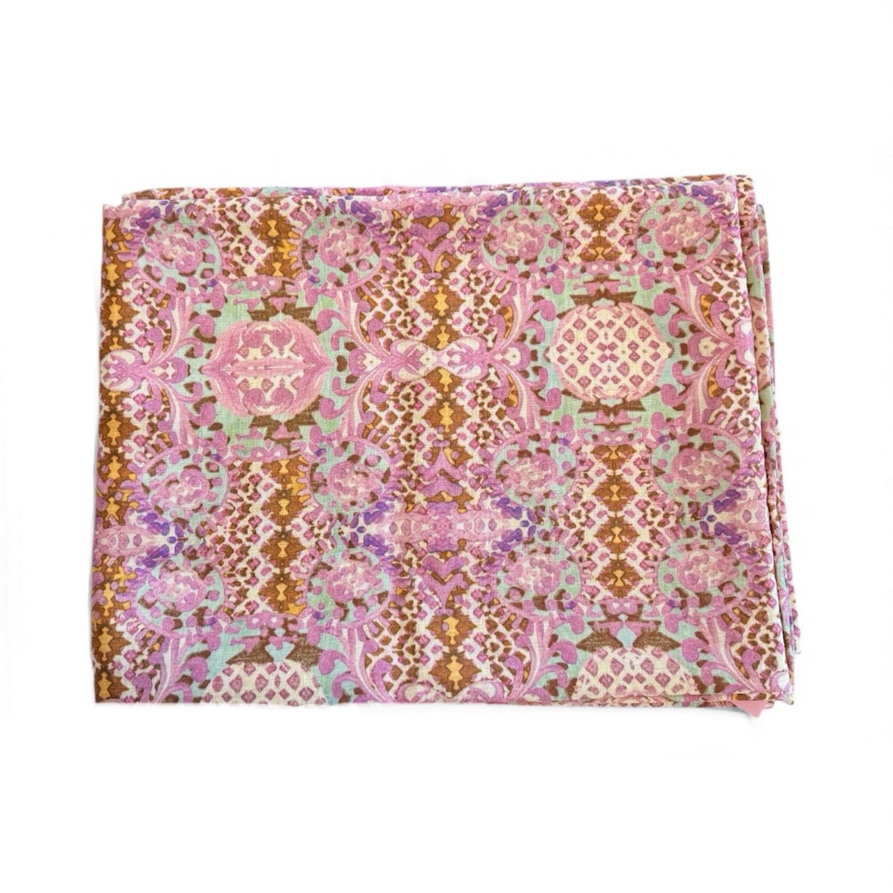 Lilac Patterned Linen Tablecloth 70x150in