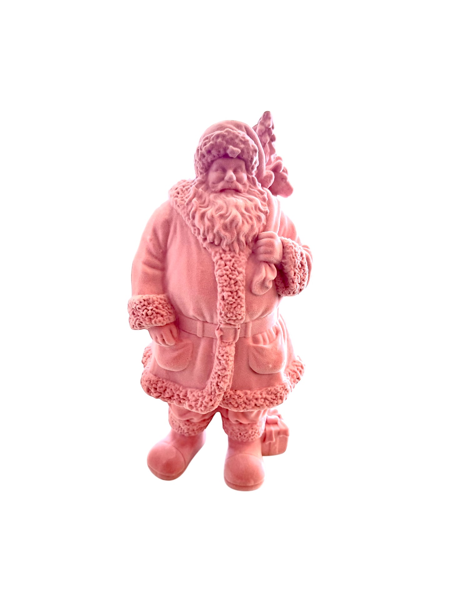 Small Flocked Santa- Pink