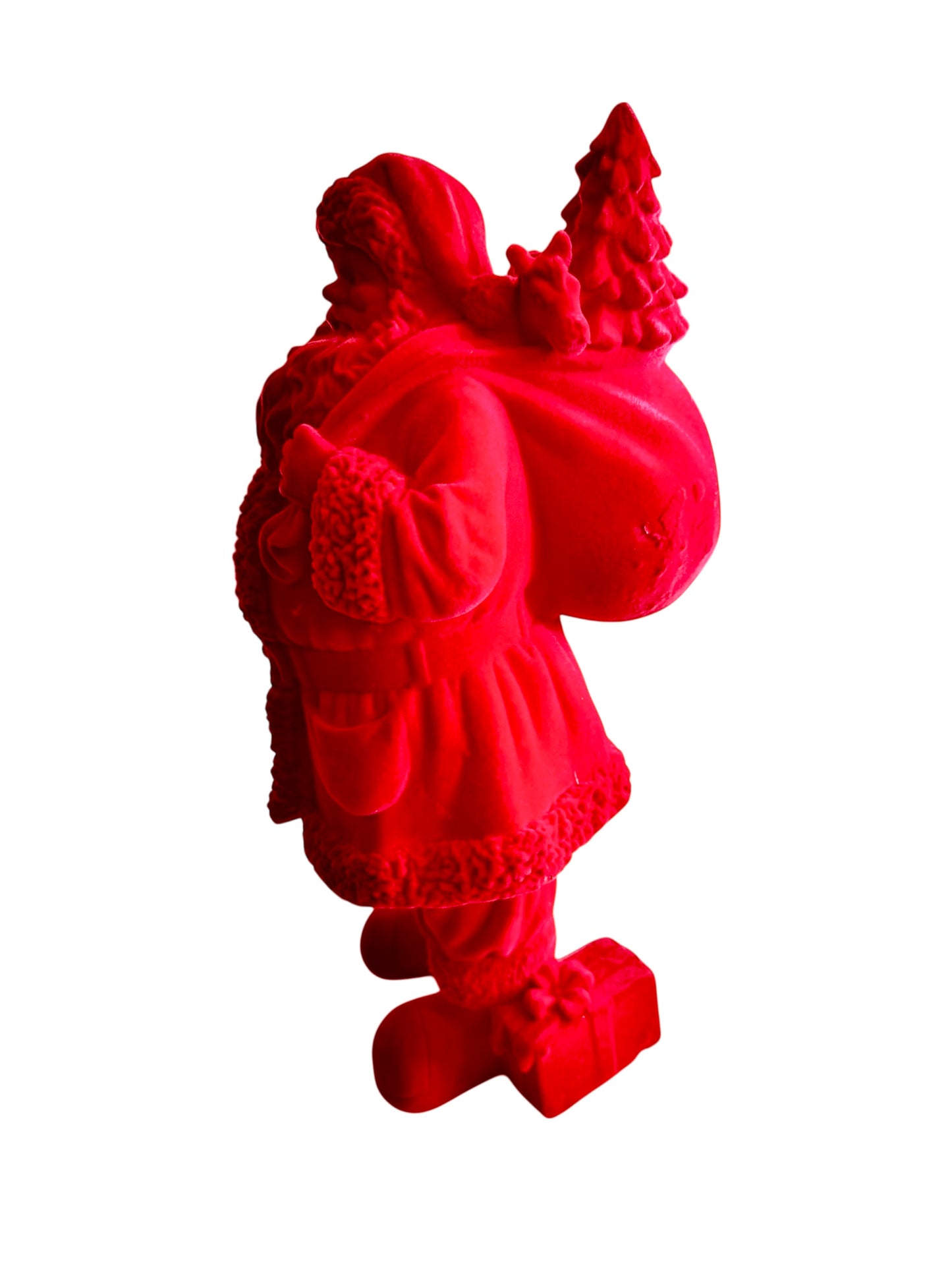 Small Flocked Santa- Red