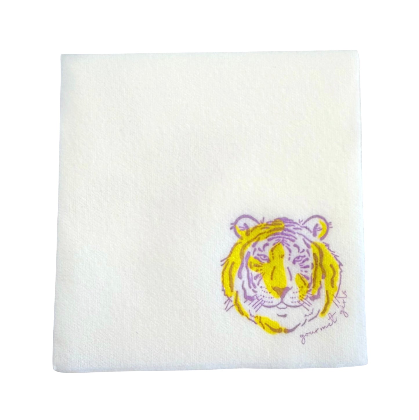 GG Bespoke Purple and Gold Tiger Cocktail Napkins