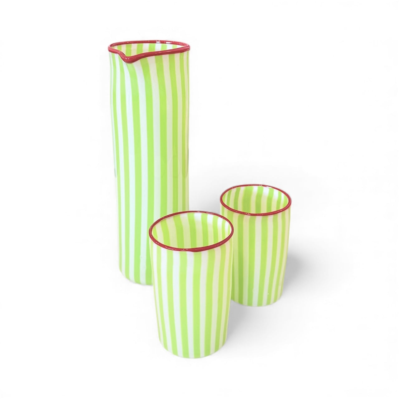 Venetian Lime Green Striped Tumbler-Set of 2