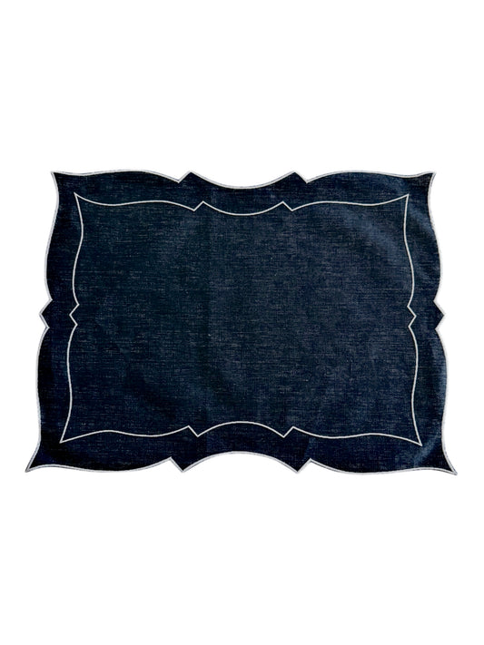 Set of 6 Italian Linen Coated Black Placemats