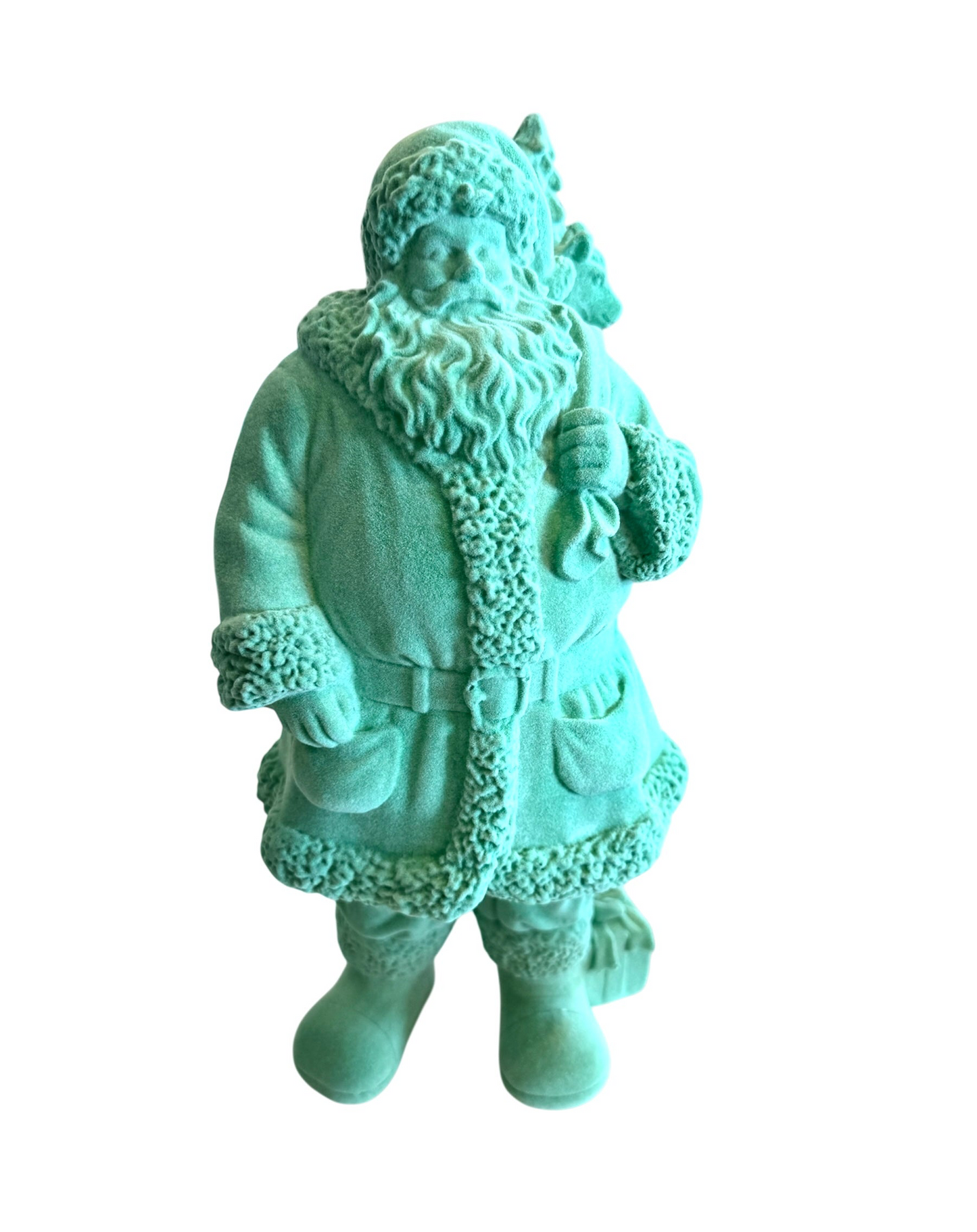 Small Flocked Santa- Light Green