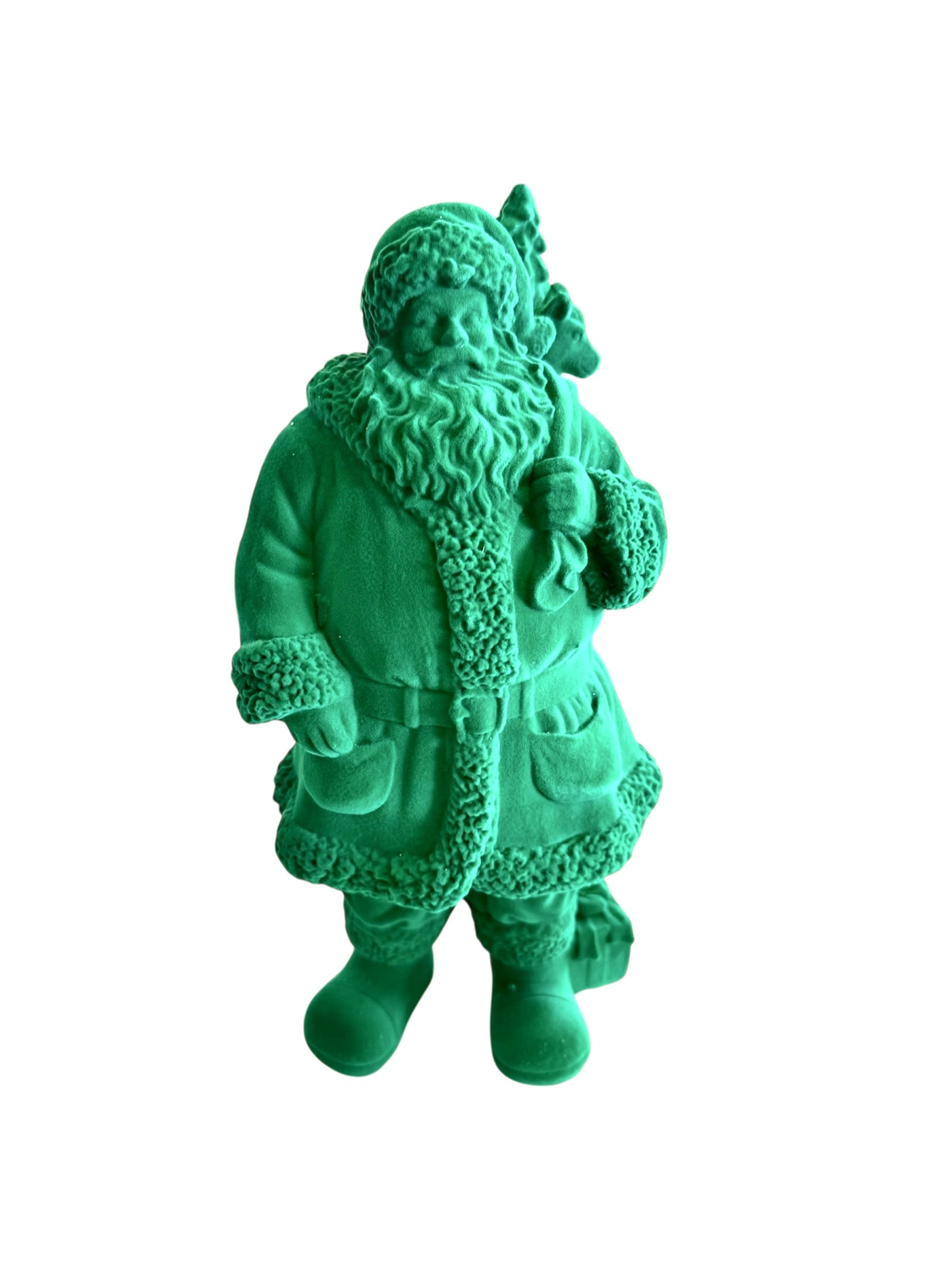 Small Flocked Santa- Dark Green