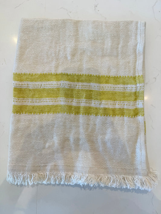 Belgian Linen Guest Towel Yellow Stripe