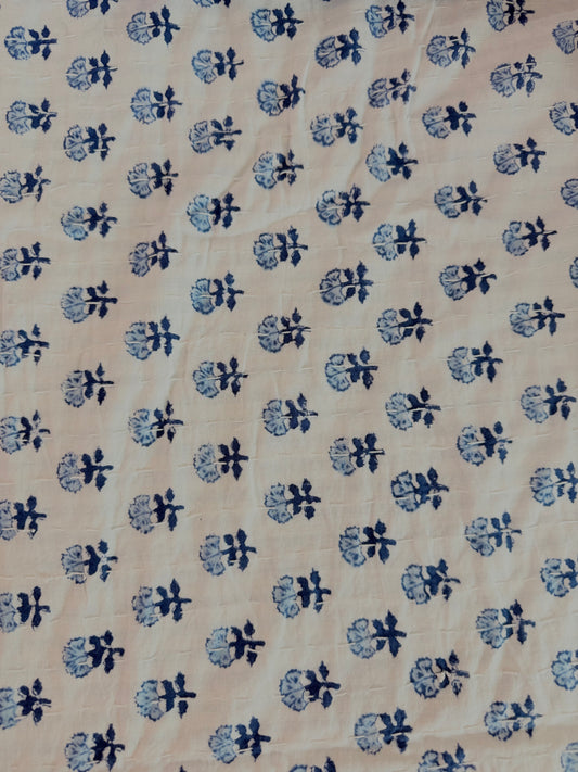Custom Quilted Blue and White Tablecloth 70”x 144”