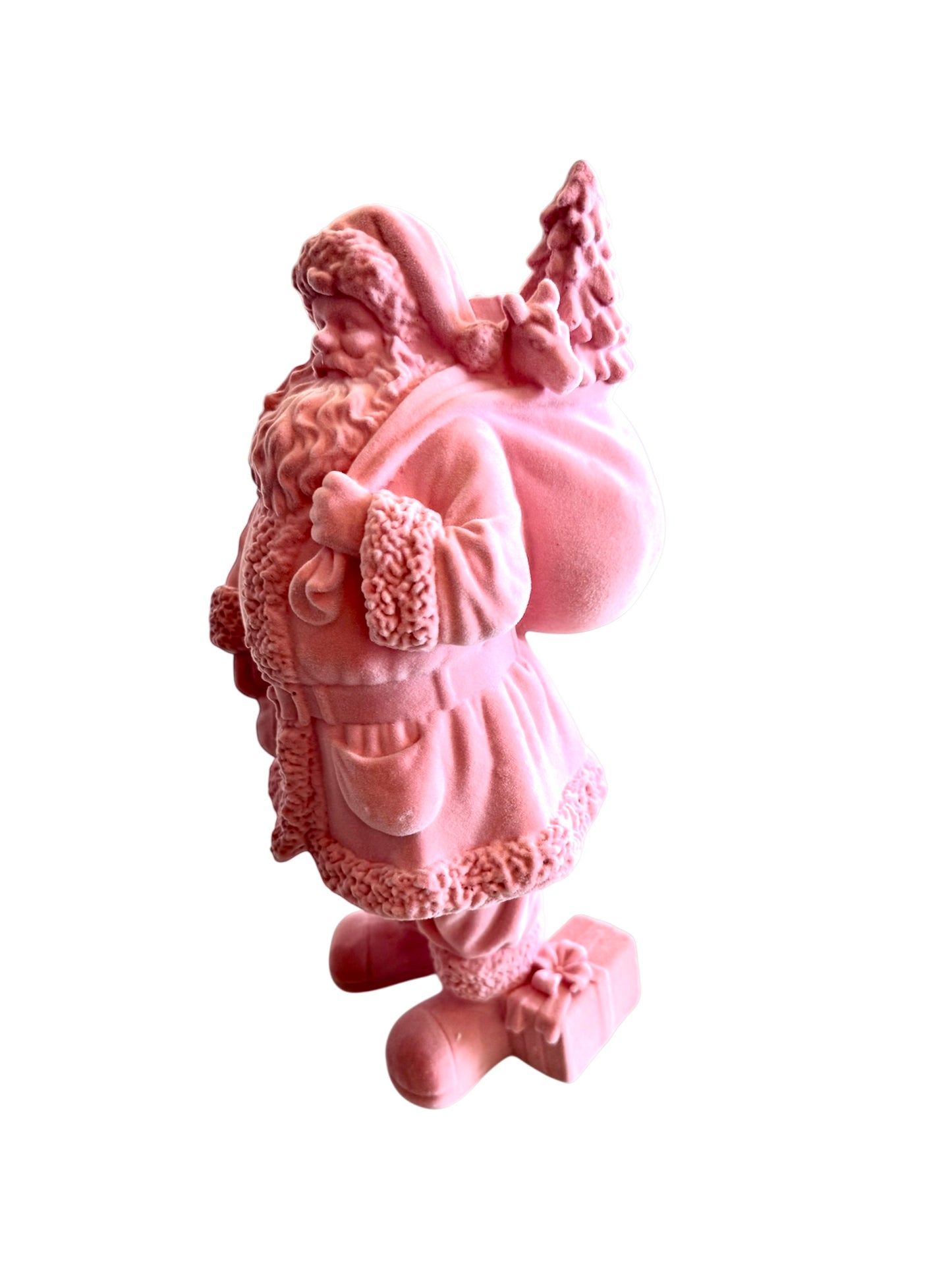 Small Flocked Santa- Pink