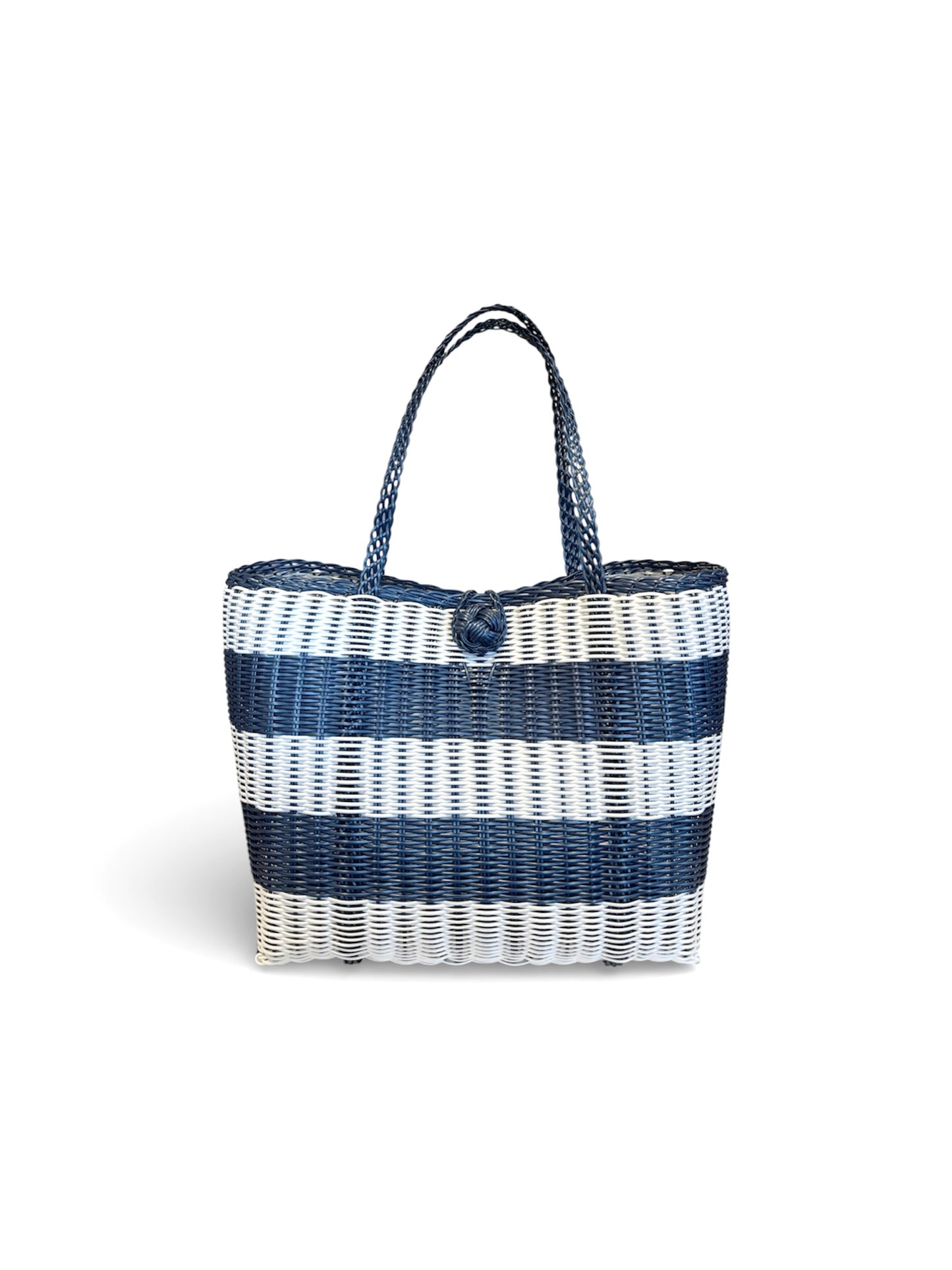 The Lilley Line Small Market Bag-Fog Blue/White Stripe