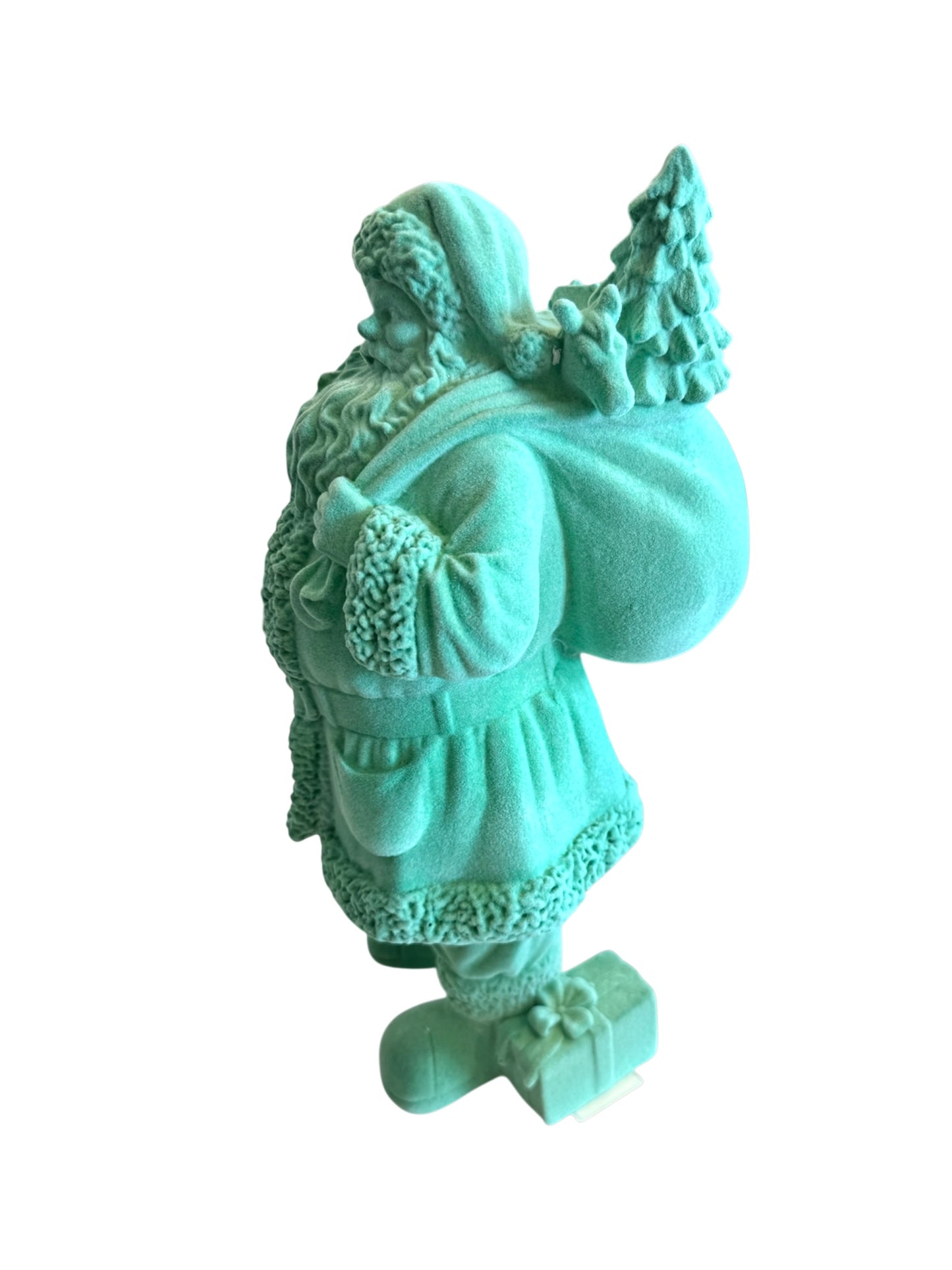 Small Flocked Santa- Light Green