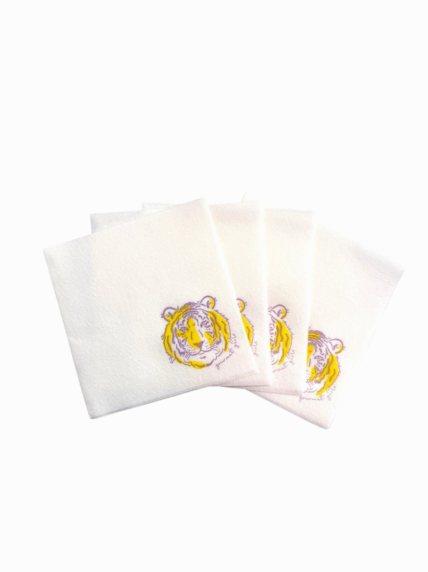GG Bespoke Purple and Gold Tiger Cocktail Napkins