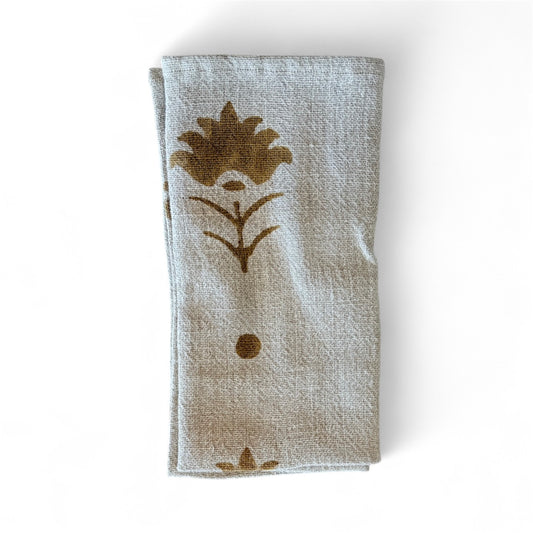 Woven Linen Napkin - Mustard Flower, Set of 6