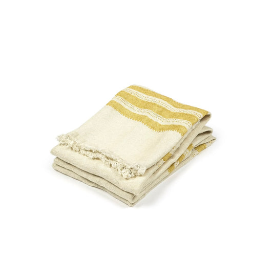 Belgian Linen Guest Towel Yellow Stripe