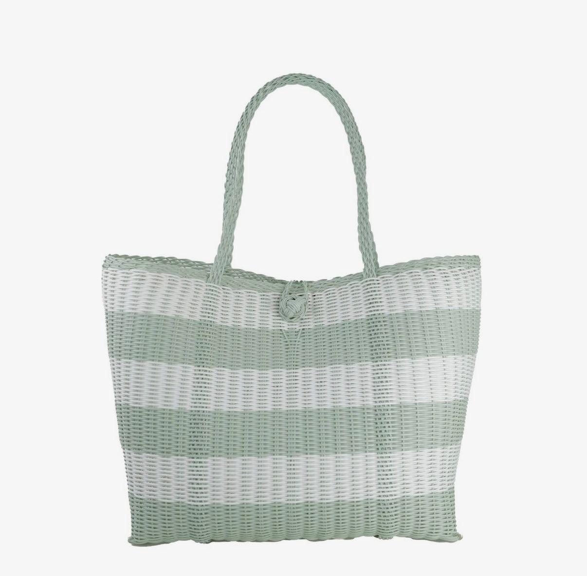 The Lilley Line Medium Market Bag in Awning Stripe Sea Glass