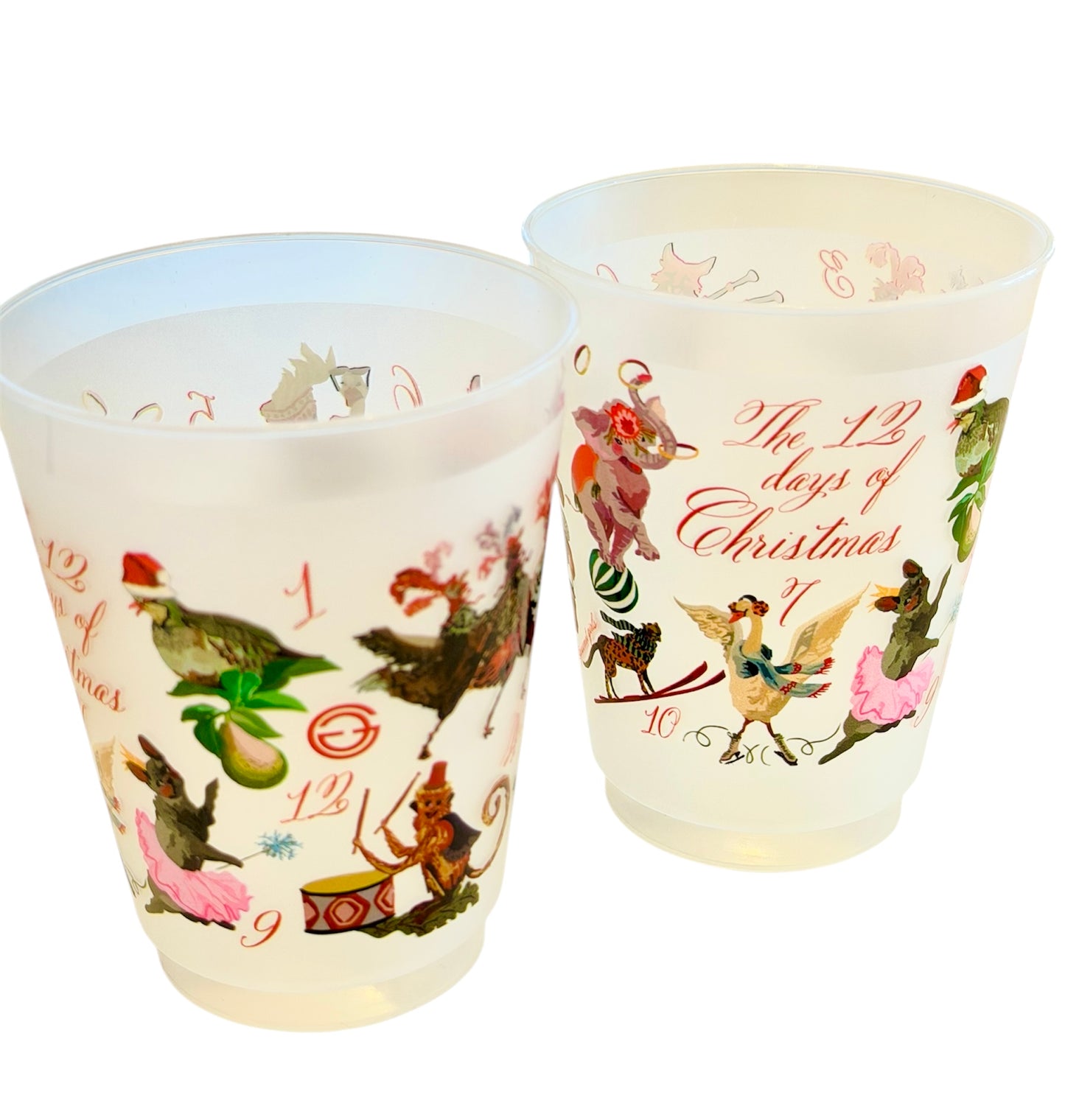 12 Days of Christmas set of 10 Shatterproof Cups