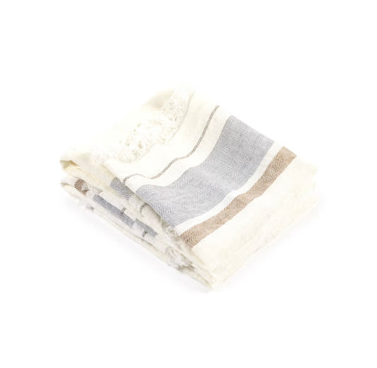 Belgian Linen Guest Towel Oyster Stripe