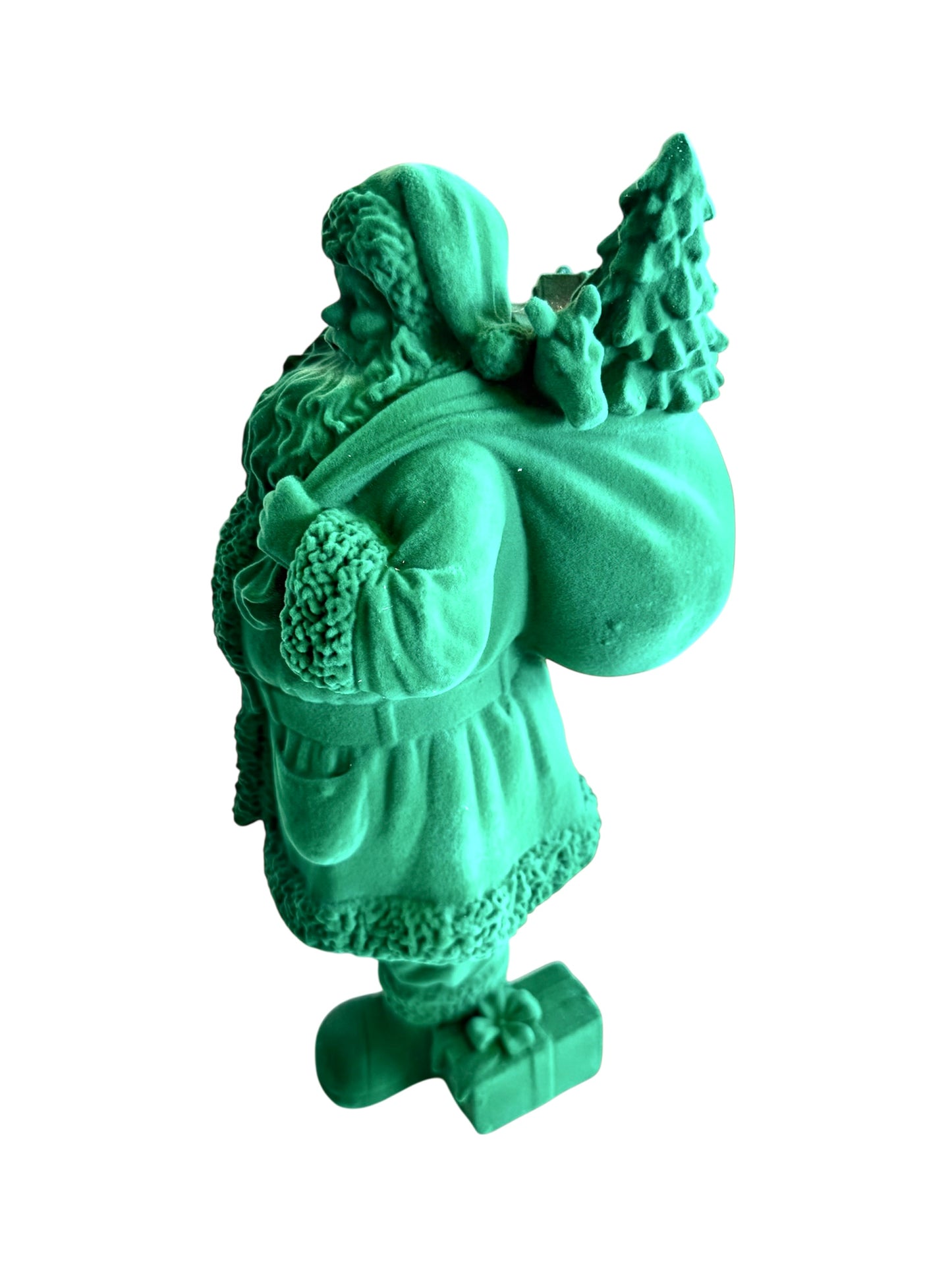 Small Flocked Santa- Dark Green