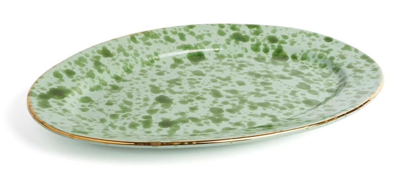 Oval green spots tray