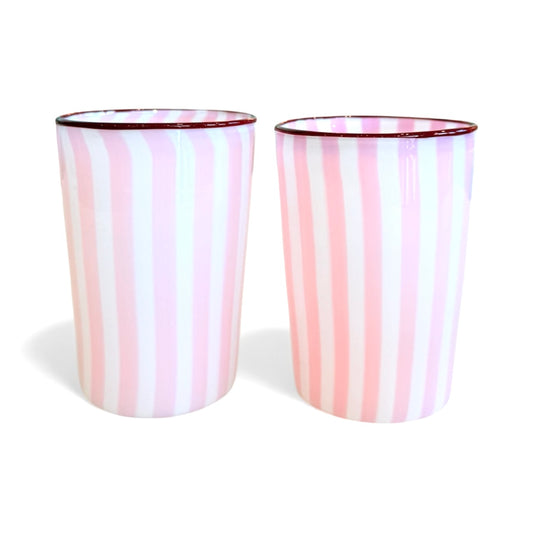 Venetian Pink Striped Tumbler-Set of 2