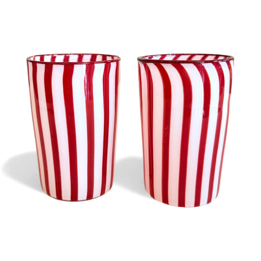 Venetian Burgundy Striped Tumbler-Set of 2