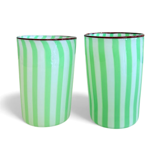 Venetian Green Striped Tumbler-Set of 2