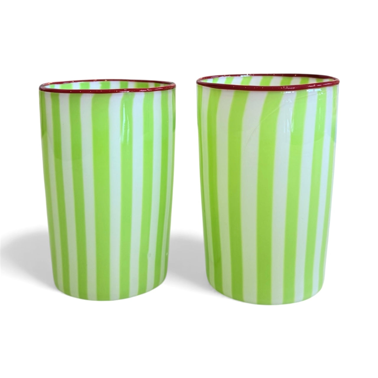 Venetian Lime Green Striped Tumbler-Set of 2
