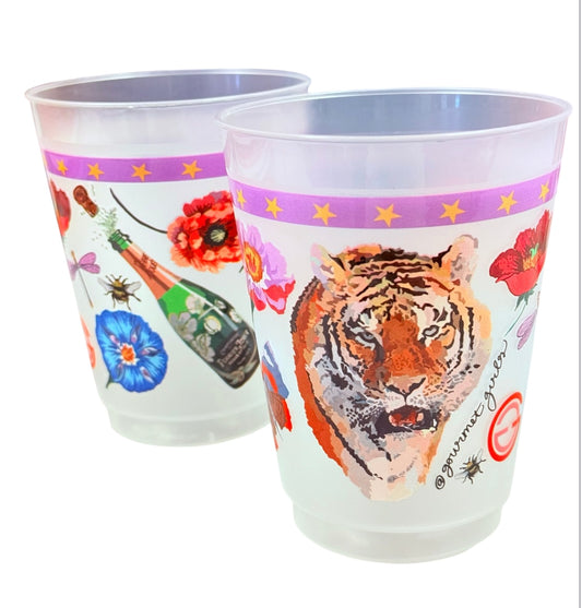 Purple and Gold Tiger Garden Shatterproof Cups