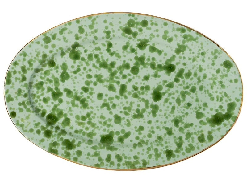 Oval green spots tray