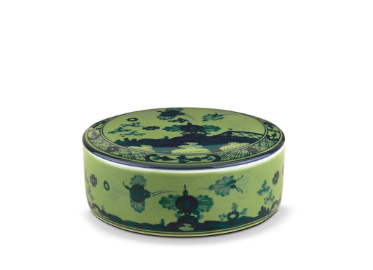 Oriente Italiano Malachite Round Box with Cover by Ginori 1735