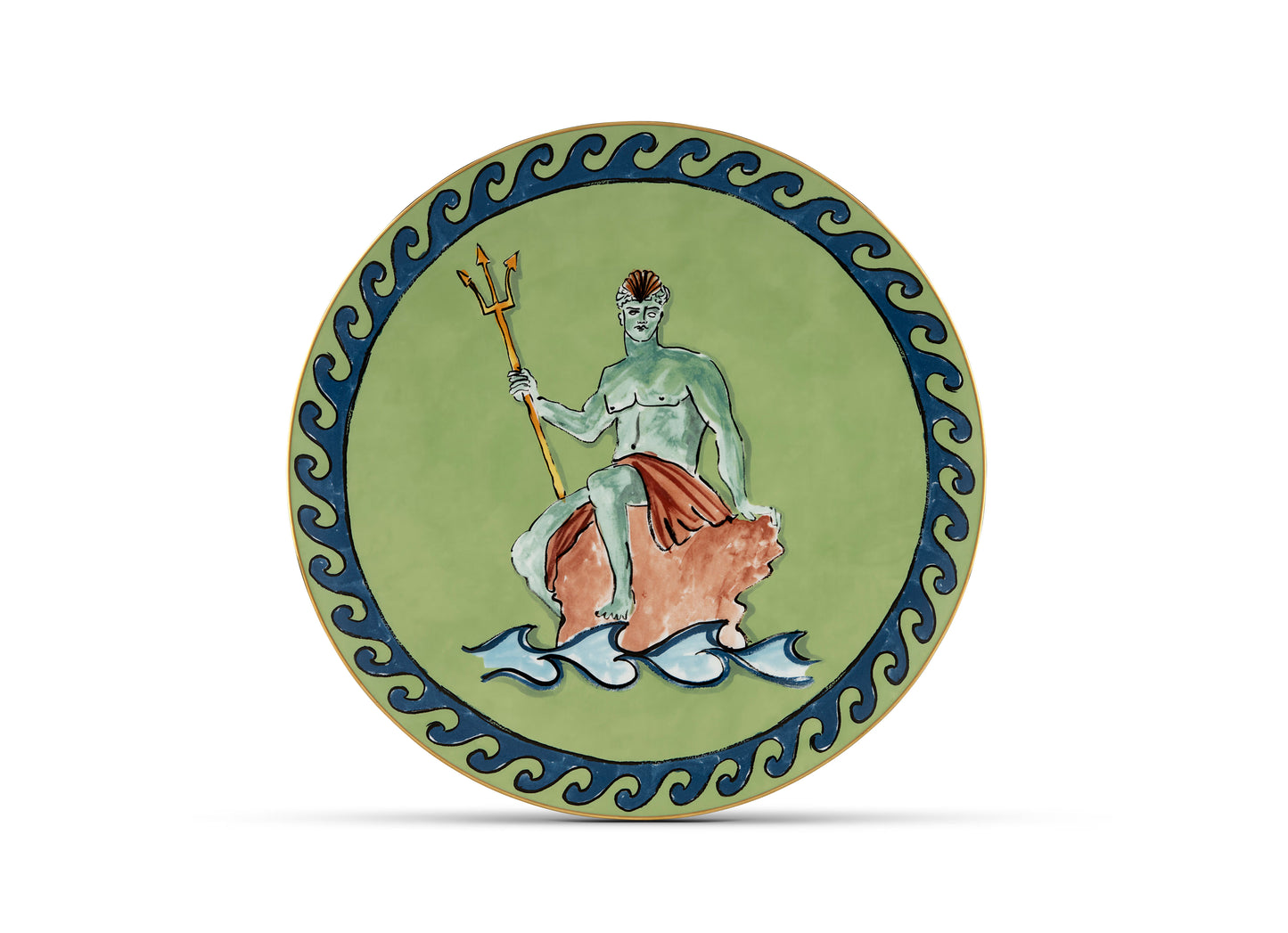 Il viaggio di Nettuno Green Charger Plate by Ginori 1735