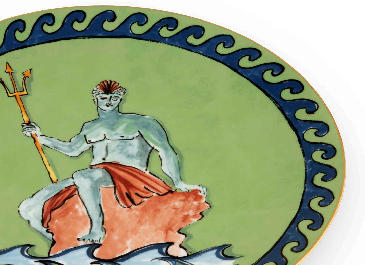 Il viaggio di Nettuno Green Charger Plate by Ginori 1735