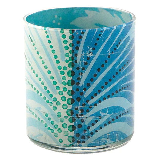 Blue wallpaper flourish desk cup