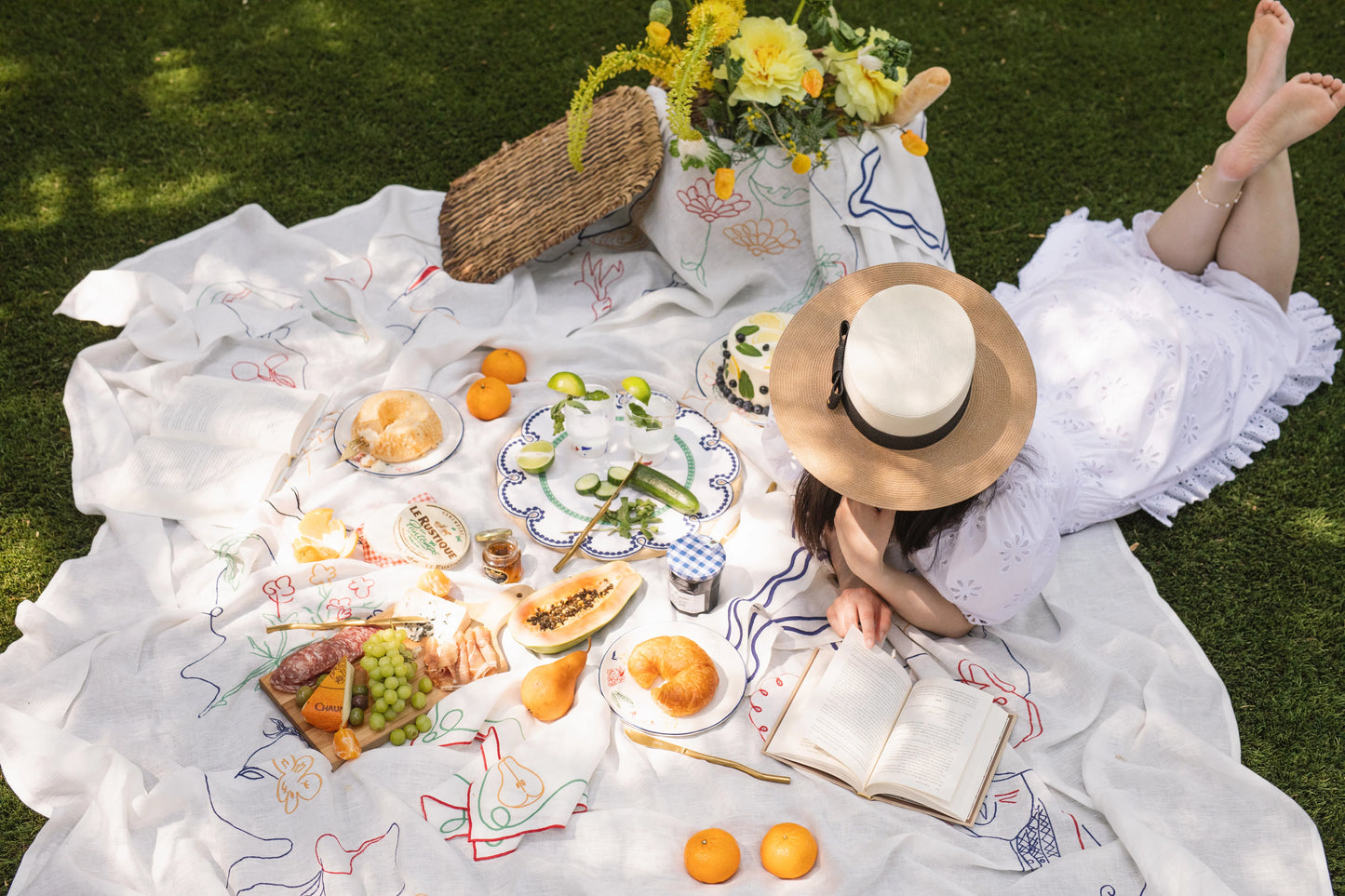 Fête Embroidered Tablecloth