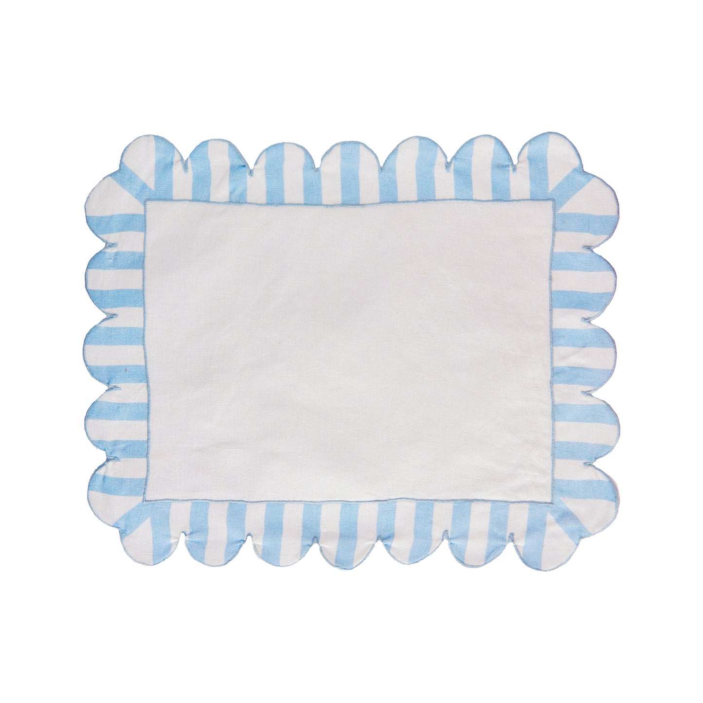 Blue Scalloped Linen Placemats S/4