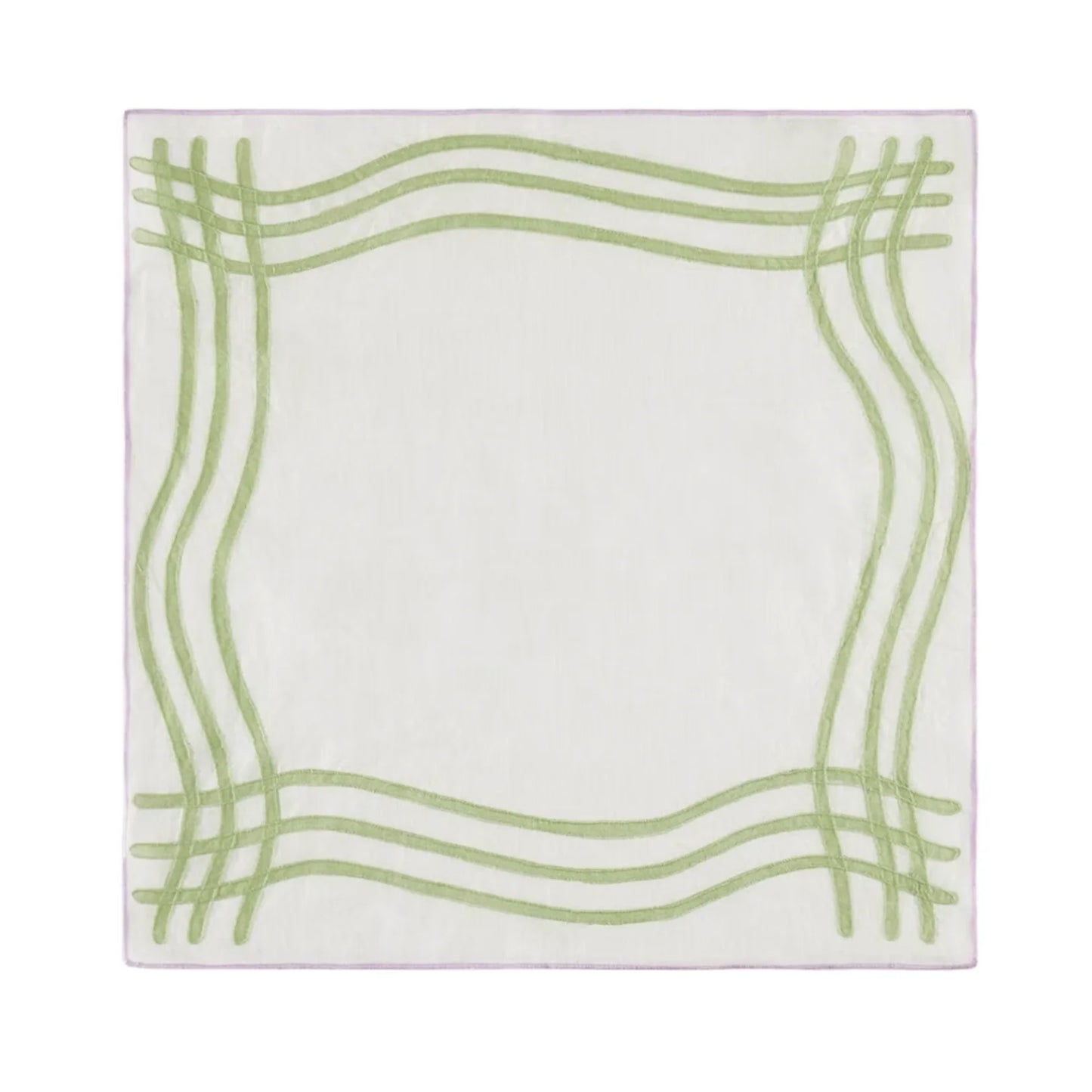 Green Grid Linen Napkins S/4