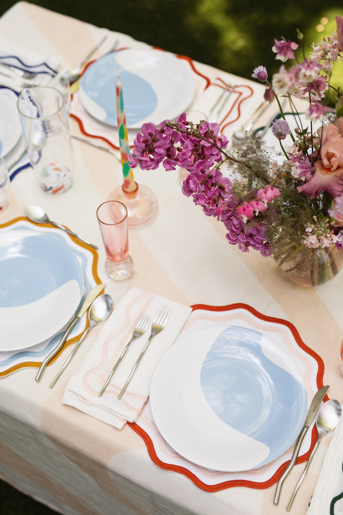 Rust Colorblock Linen Placemats S/4