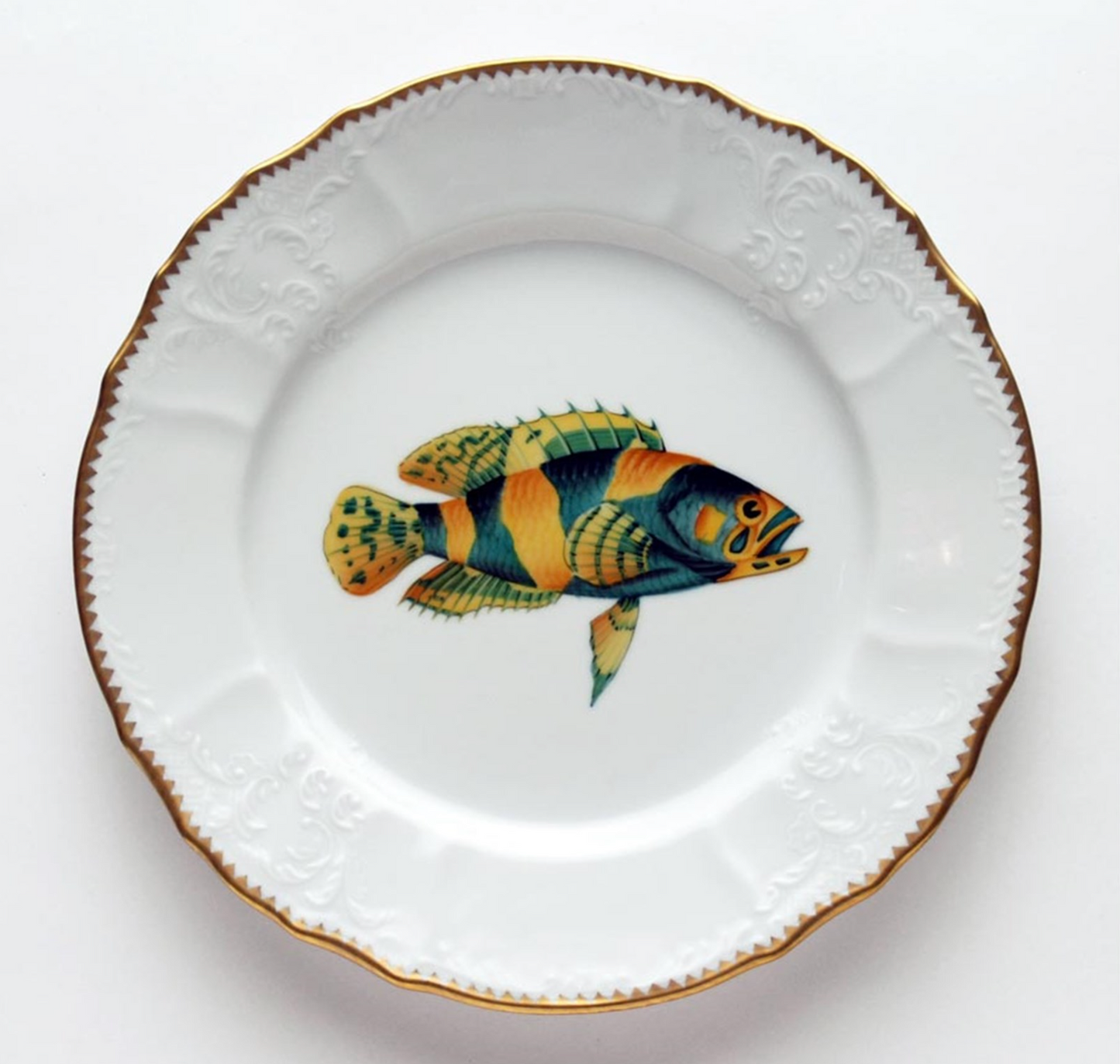 Anna Weatherly Fish Dinner Plate Blue Striped and Speckled