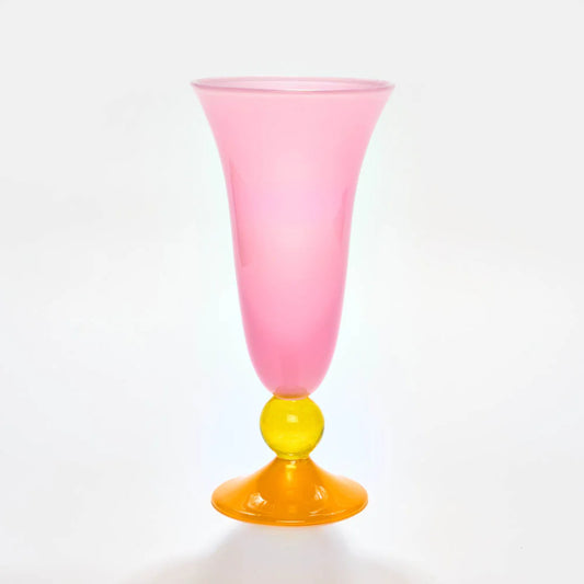 Tall Footed Vase in Hot Pink