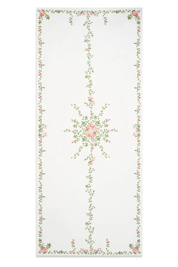 Rose Trellis Linen Tablecloth- 65x118 inches