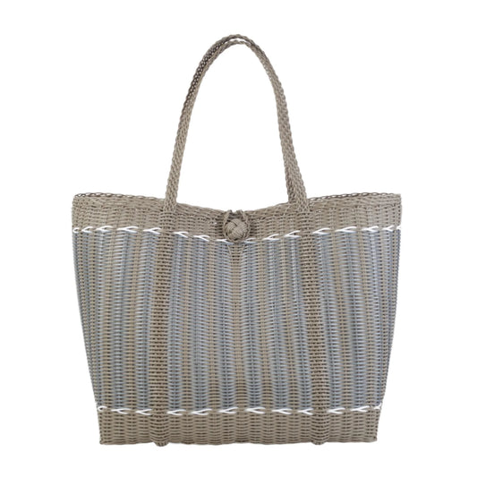 The Lilley Line Medium Market Bag- Putty and Silver