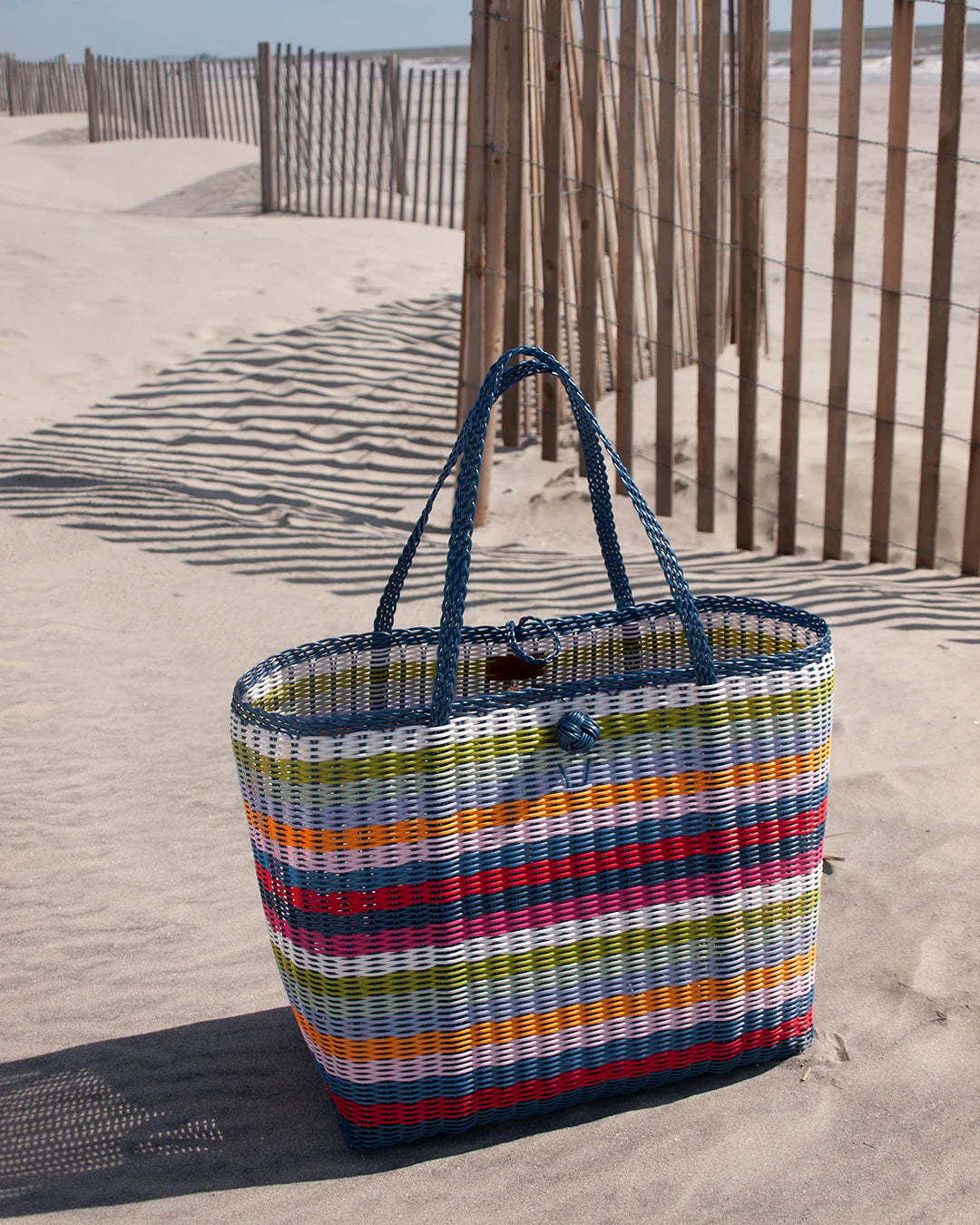 The Lilley Line Bright Multi-Color Stripe Medium Market Bag
