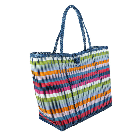 The Lilley Line Bright Multi-Color Stripe Medium Market Bag