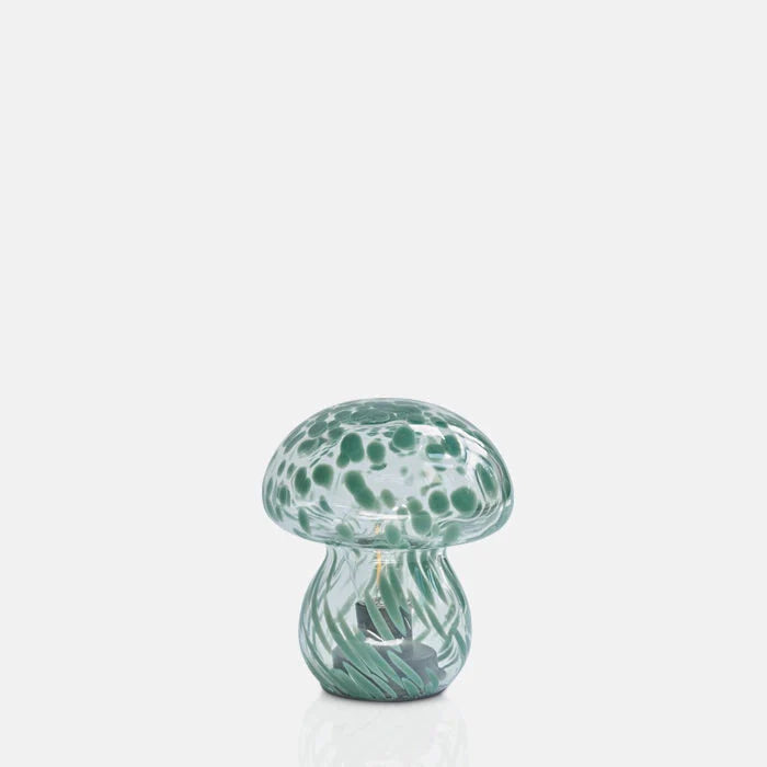 Glass LED Mushroom light - Green marble