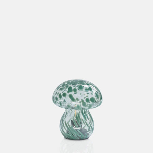 Glass LED Mushroom light - Green marble