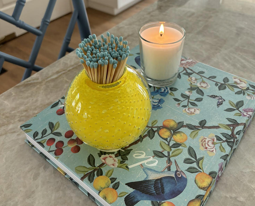 Handblown Match Striker with Matches - Yellow