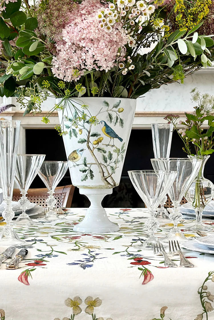 'Botanical Wildflower' Linen Tablecloth, 65x150”