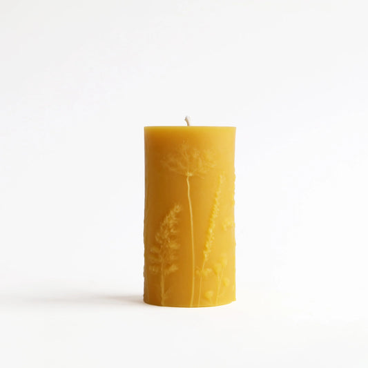 Floral Pillar Beeswax Candle